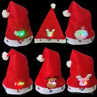 Cartoon Christmas Decoration Supplies Children's Glowing Patch Hat Lighted Christmas Hat Red Hat Hot