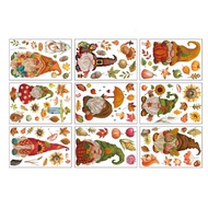 Mùa Thu Lễ Tạ Ơn Gnome dán che cửa sổ Bộ 9Pcs PVC Mùa Thu lá phong Bí Ngô Đề can dán cửa sổ Cho Tran