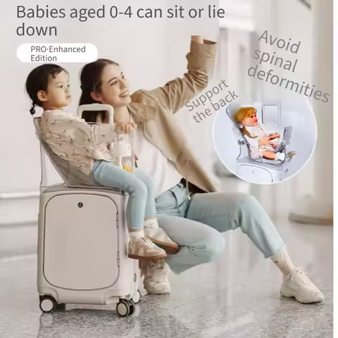 Multifunctional Kids Ride‑On Trolley Luggage Children Sit‑Able Travel Suitcase Combination Lock Carr