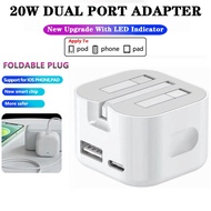 Dual Port 20W USB C Power Adapter PD Fast Charger Type-C Wall Charger With Cable