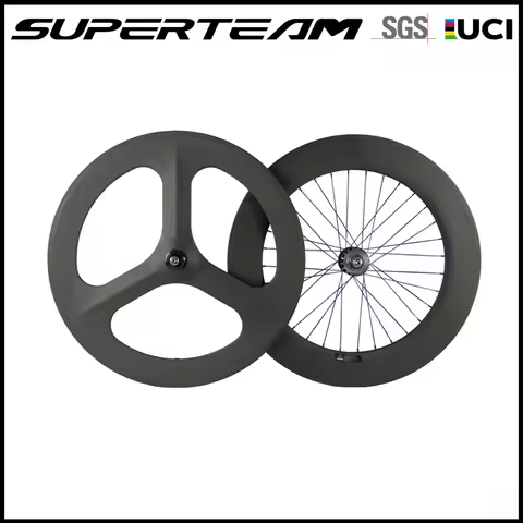 700C Carbon Wheelset Front Tri Spoke Wheel Rear 88mm Pixie Wheel Clincher