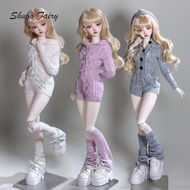 BJD Doll 1/4 Kaka H ShugaFairy MSD FullSet Cool Casual Uninhibited Lady Hooded Cable Knit Sweater Ou
