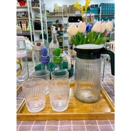 Glass Jug Cups 5 in 1 Gelas Teko Kaca Set 4 Gelas 1200ml 270ml Kado Hadiah Unik MR DIY