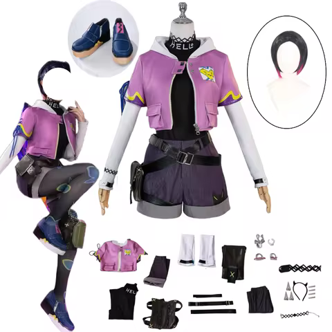 Game Valorant Clove Cosplay Costume Full Set Wig Outfit Uniform Clove Cosplay Role Play Shoes Suits