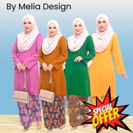 By Melia Design Batik Viral Baju Kurung Pesak Pahang Plain Murah Kurung Cikgu Najeeha Ready Stok