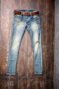 Jack Russel - Men Jeans กางเกงยีนส์ผู้ชายทรงสกินนี่ - Handwerk J-EMO Skinny Fit Emo Blue Rust Fade