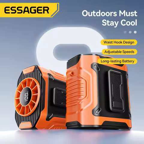 Essager Neck Waist Wearable Fan 10000RPM Hands-Free Cooling Speeds Adjustable 4000mAh Ultra-Light Po