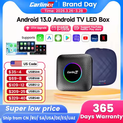 Carlinkit Ai Box Android 13 Led Wireless Android Auto & CarPlay Smart Tv Box QCM6225 Support Youtube