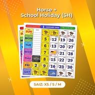 Bundle Mini Wall Calendar Kuda XS/S/M | Ada Cuti Sekolah / Tiada Cuti | Horse Theme 2026