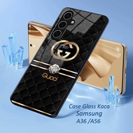 HP SAMSUNG A56 Glitter Glass Softcase - Casing SAMSUNG A56hp - SAMSUNG A56 Mobile Phone Protector - 