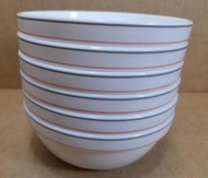 早期法國 arcopal 線圈牛奶玻璃碗 厚實碗-直徑 12 公分- 6 碗合售
