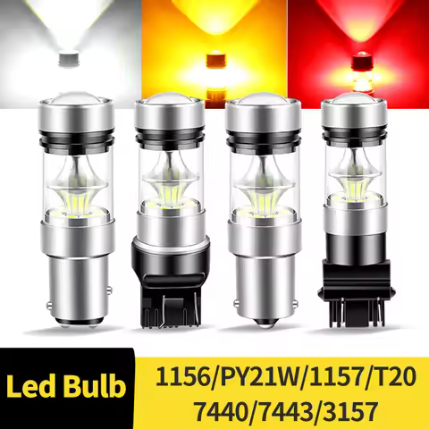 2PCS LED Bulb 1156 BA15S P21W 1157 BAY15D P21/5W BAZ15D P21/4W 3157 P27/7W T25 7443 W21/5W T20 Brake