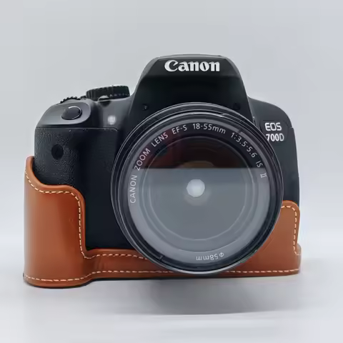For Canon EOS 760D 750D 700D 650D 600D PU Leather Bag Half Body Cover Camera Protective Case Battery