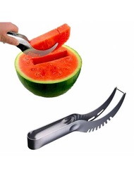 不銹鋼西瓜切片器，懶人必備的多功能水果切割工具，可將西瓜、火龍果和其他水果切成立方體，1件裝