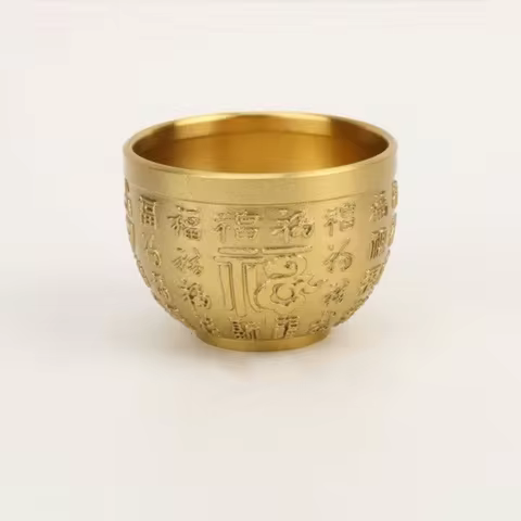 Vintage Retro Dragon Phoenix Cup Traditional Gold Hundred Blessings Cup Feng Shui Desktop Ornament M