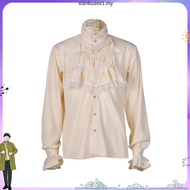 Men Shirt Vampire Victorian Renaissance Gothic Ruffled Medieval Blouse Tops