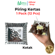 Piring Kertas Bulat Kotak 12 pcs Pisin Piring Kue Buah Silver