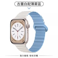 สายรัด Apple Watch ยางซิลิโคนดูดซับแม่เหล็กสองสีสำหรับ Apple Watch 8/S7 S9 SE รุ่น S6 พรีเมี่ยม 5 คู