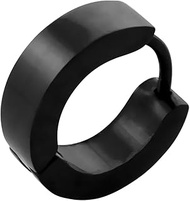 bkwear 1 Pair CR 38 bk3 Creole Stainless Steel Matt Black 14 / 4 mm Ear Rings