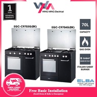 [Free Installation within Klang Valley Area] ELBA 3 BURNER STANDING GAS COOKER 70L EGC-C9703G(BK)  4