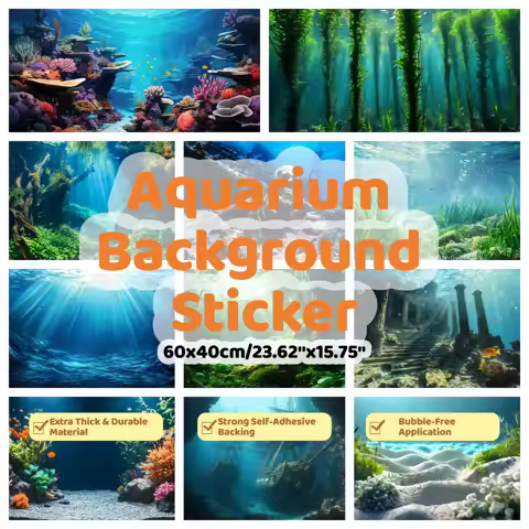 Thick Self-Adhesive Aquarium Background Sticker 60x40cm High Quality Vinyl Fish Tank Backdrop Waterp