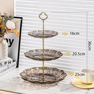 Petal Shaped 3-layer Plastic Snack Tray Afternoon Tea Macaron Bread Fruit Plate Dessert Shop Display