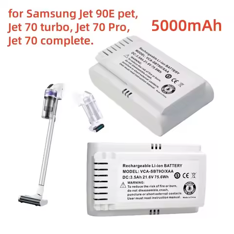 5000mAh Dust collector battery For samsung VS15T7032P4 VCA-SBT90E,VS15R8542S1,Jet90E pet,Jet70 turbo