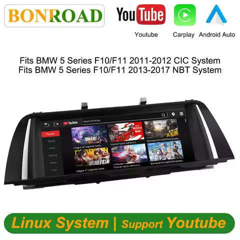 BONROAD 10.25' Wireless CarPlay Linux System Android Auto Multimedia Stereo Touch Screen Support You
