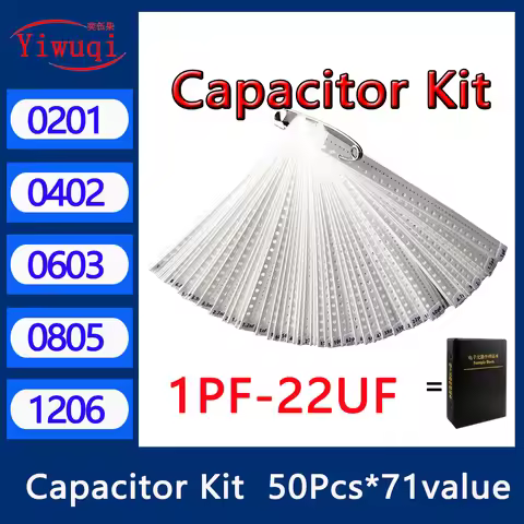 Capacitor kit 0201 0402 0603 0805 1206 smd Capacity package each value*50PCS Sample Kit Capacitor 1n