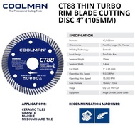 Coolman CT88 4" 105mm Diamond Cutting Disc / Thin Turbo Rim Blade