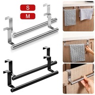 **包郵** 不銹鋼單桿毛巾架 廚房免打孔毛巾掛桿 櫥櫃門抹布掛架