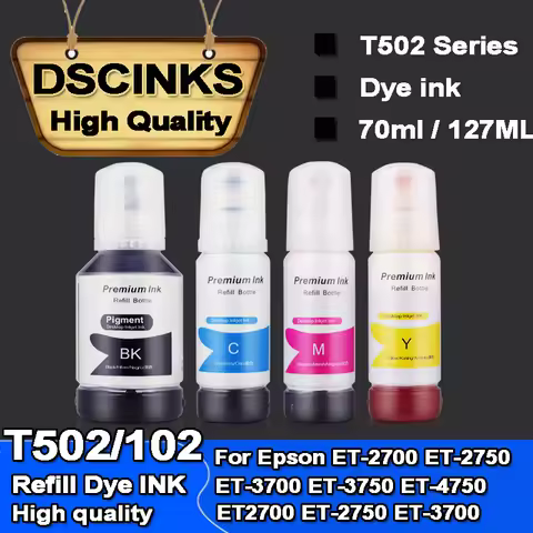 Ink For Epson T502 102 105 106 Refill Dye ink for Epson ET-2700 ET-2750 ET-3700 ET-3750 ET-4750 ET-2