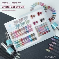 VDN ยาทาเล็บเจลลูกแก้วแคทอาย Crystal Cat Eye เซต 30 สี ขวดกลมเงิน VENDEENI - Crystal Cat Eye 15 ml -