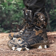 in stock Ready Stock！5.AA Men Commuter training Tactical boots Camouflage Hiking boots High help Out