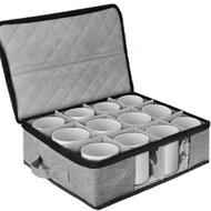 Clear View Window Mug Storage Box Reinforced Handles 12-Compartment Mug Case Padded Dividers for Cab
