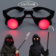 IOEFSGF69 Luminous Glasses, Black Red ABS LED Eyewear, Funny Masquerade Party Light-Up Red Eyes Glas