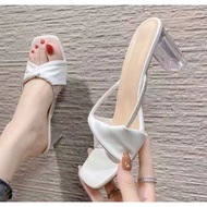 GLASS HEEL SANDALS WITH GEM STRAP 7 CM HEEL