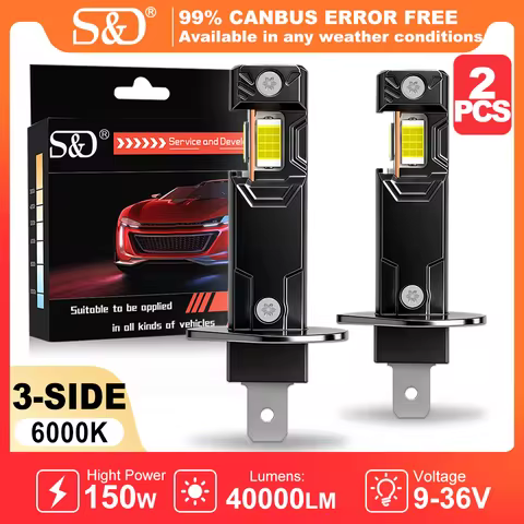 S&D H1 H3 LED Headlight Bulb 40000LM 150W H7 H11 9005 HB3 9006 HB4 High Power LED Auto Fog Lamp 6000