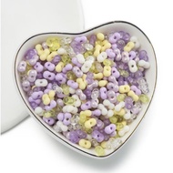 (Ready Stock) 95pcs 4x6.5mm Mix Purple Pastel Colour Beans Acrylic Candy Macaron Beads Bean Nut Pean