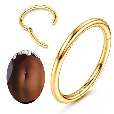 14G Stainless Steel Clicker Belly Button Ring for Women Hoop Navel Belly Piercing Jewelry Round Sept