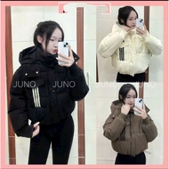 PHAO BeoJacket with a large, WIDE button-down hat, sporty 3-stripe combination with drawstring at th