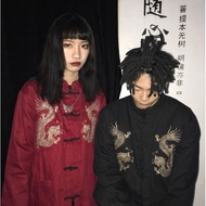 baju perempuan style ootd baju perempuan style kemeja perempuan Yiba Japanese Harajuku Dragon Embroi