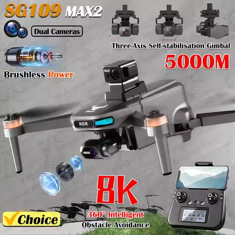SG109 MAX2 GPS Drone Professional FPV 8K Dual Camera with 3-Axis Gimbal 4KM Brushless GPS Quadcopter