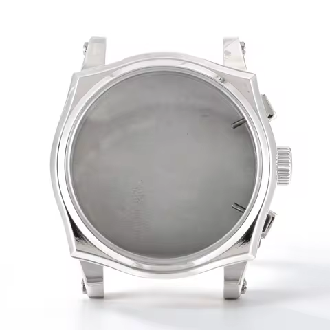 42mm VK63 Silver Chronograph Polished Watch Case Fit 35.5mm Dial For Seiko VK Series Quartz Movement
