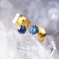 莫桑石 3mm 手術不鏽鋼 訴訟耳環 深邃藍色