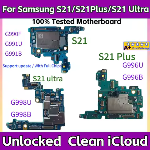 Working Unlocked Motherboard for Samsung Galaxy S21 G991U G991B G990F S21 Ultra G998U G998B S21 Plus