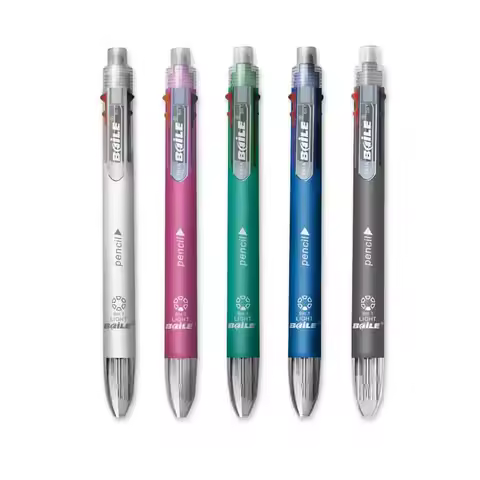 Baile Multi-Functional 6 in 1 Pen 5 colors 0.7 mm Ballpoint Pen and Mechanical Pencil