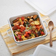 日本霜山 雙耳深型琺瑯保鮮盒/烤盤-2L (可直火加熱)