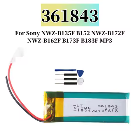 180mAh Battery 361843 For Battery for Sony NWZ-B135F B152 NWZ-B172F NWZ-B162F B173F B183F MP3 batter
