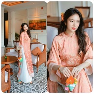 High Quality Brocade Silk Ao Dai - Elegant, Luxurious High Neck-ct26-Ao Dai CNY Ao Dai Vietnam Ao Da